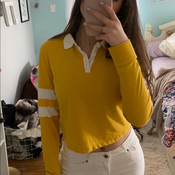 Yellow long sleeve crop top - Picture 3 of 3